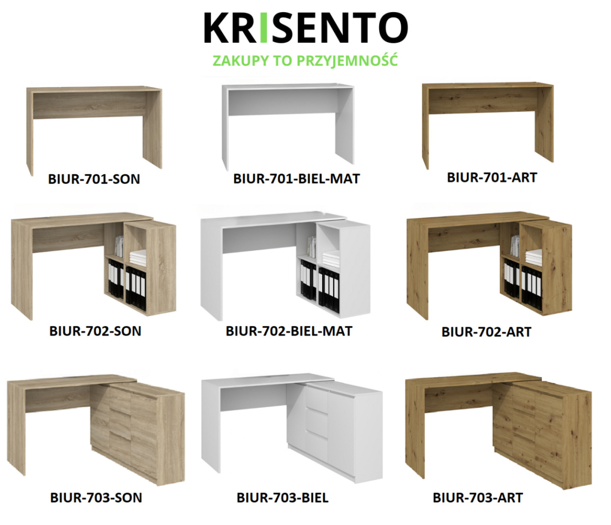 Biurko narożne z komodą BIUR-703-BIEL | Krisento